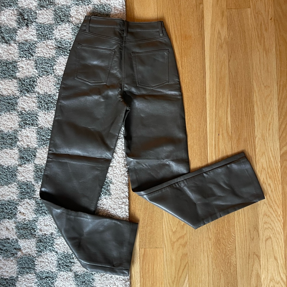 Aritzia Wilfred Melina Leather Pant - Dark Olive